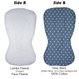 Seat Liner to fit Ikkle Bubba - Faux Lambs fleece / Grey Stars